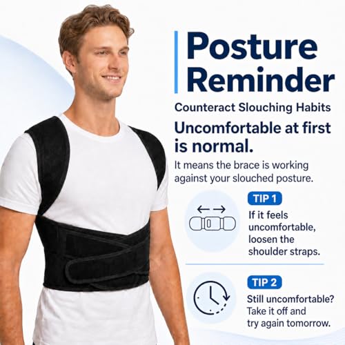Back Posture Corrector Brace for Men, Full Back-Anchored Posture Brace - size: L/XL (Waist: 42” -51”)