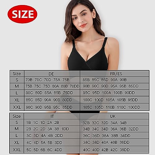 Vinfact 3 Pack Nursing Bras for Breastfeeding Women Maternity Bras - color: Black/Grey/Purple, size: Medium