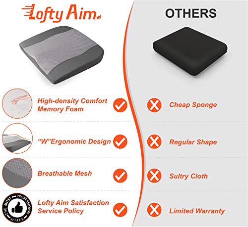 Lofty Aim Car Seat Cushion, Memory Foam Car Seat Cushions for Long Driving - color: Dark Grey