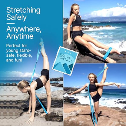 Ballet Stretch Bands Set with Foot Mini Loop, Splits Flexibility Trainer - color: Soft Blue Small
