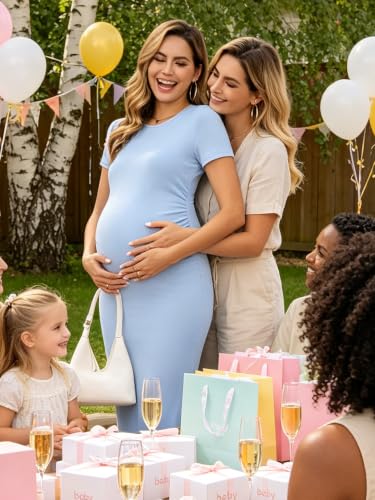 Maternity Dress Baby Shower Wedding Guest Bodycon - color: Blue, size: X-Large