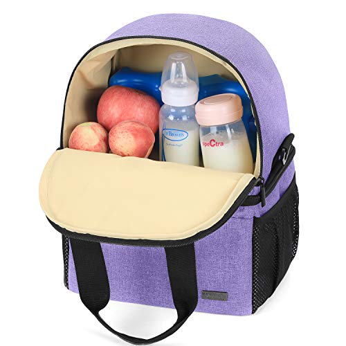 Teamoy Double Layer Breast Pump Tote Bag with Cooler Compartment, Purple - color: Purple