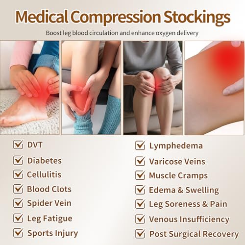 Medical Compression Stockings, 20-30 mmHg Thigh High Support Socks - color: Beige, size: XX-Large
