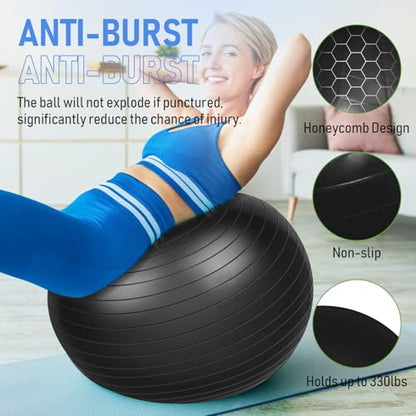 Leyndo 16 Pcs 26 Inch Yoga Exercise Ball Bulk with Pump - color: Black