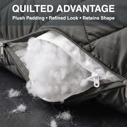 U Shaped Pillow Full Body Support Quilted 55 in Charcoal - color: Quilted – Charcoal