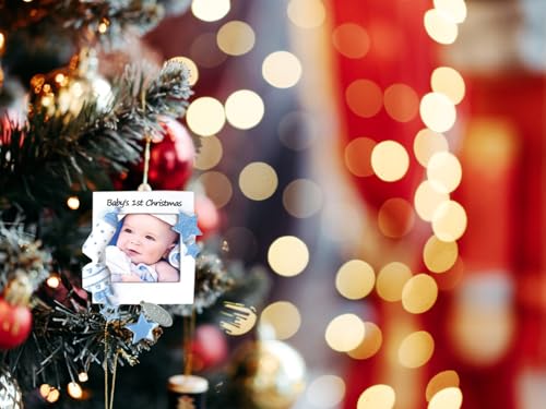 Baby Boy Frame for Baby's First Christmas Ornament - Can Be Personalized at Home - Comes in a Gift Box So It's Ready for Giving (Blue Frame) - color: Frame - Blue