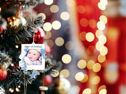 Baby Boy Frame for Baby's First Christmas Ornament - Can Be Personalized at Home - Comes in a Gift Box So It's Ready for Giving (Blue Frame) - color: Frame - Blue
