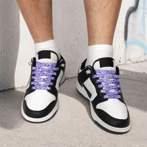 Stepace 2 Pairs Rainbow Elastic No Tie Shoe Laces for Sneaker Paisley Print - color: Purple Paisley