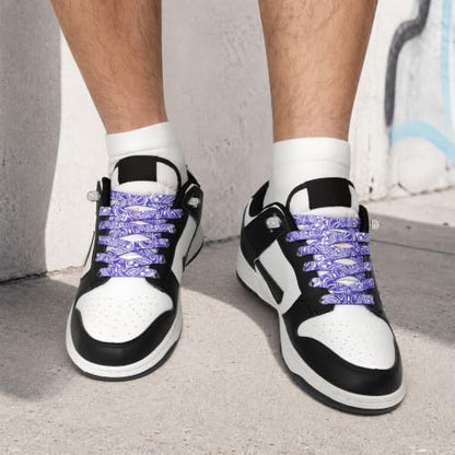 Stepace 2 Pairs Rainbow Elastic No Tie Shoe Laces for Sneaker Paisley Print - color: Purple Paisley