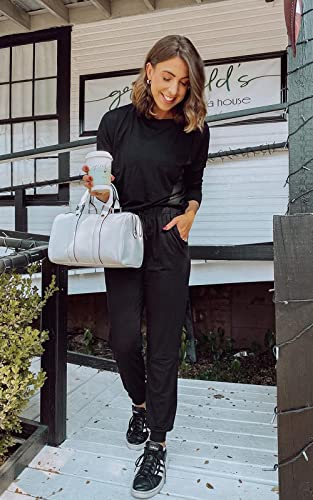 PRETTYGARDEN Travel Outfit Women 2 Piece Lounge Sets - color: Black, size: 3X-Large