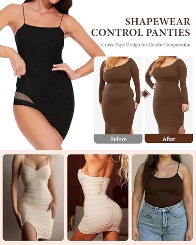 MEIYATING Women's Light Tummy Control Underwear Compression Panties - color: Black, size: XX-Large