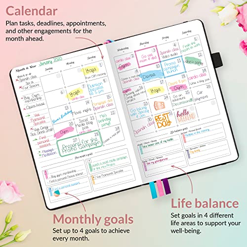 GoGirl Planner for Women, Undated Weekly Agenda Journal, Black - color: Black, size: A5 (5.8'' x 8.3'')