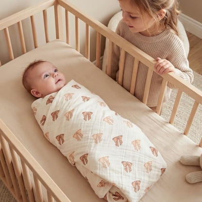 Muslin Swaddle Blankets for Newborn, Cotton Receiving Blanket - color: Bear Checkered