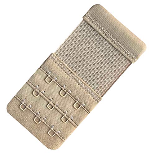 Women Pack of 3 Soft Comfortable 3 Hooks Bra Extender - color: Beige 1/2 Inch