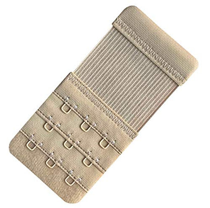 Women Pack of 3 Soft Comfortable 3 Hooks Bra Extender - color: Beige 1/2 Inch