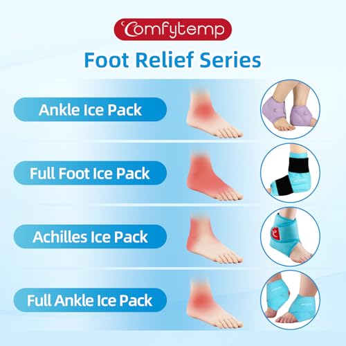 Comfytemp Ankle Ice Pack Wrap for Sprained Ankles, Plantar Fasciitis, 2pcs - color: Purple, size: Standard