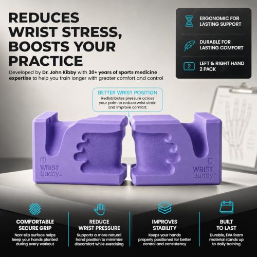 WRISTBuddy® Yoga Blocks 2 Pack, High Density Non-Slip, Hand-Shaped Design - color: Lavender