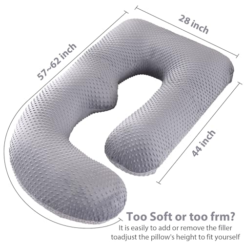 Elover U Shaped Pregnancy Pillow,Full Body Maternity Support - color: Minky Dot Velvet-black Grey