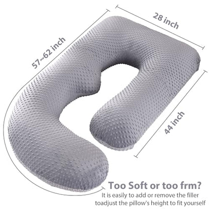 Elover U Shaped Pregnancy Pillow,Full Body Maternity Support - color: Minky Dot Velvet-black Grey