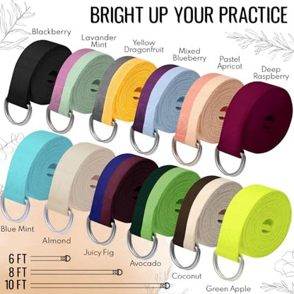 TECEUM 2 IN 1 Yoga & Mat Strap for Stretching – Cotton – 6/8/10 ft - color: Brown Beige, size: 6 ft
