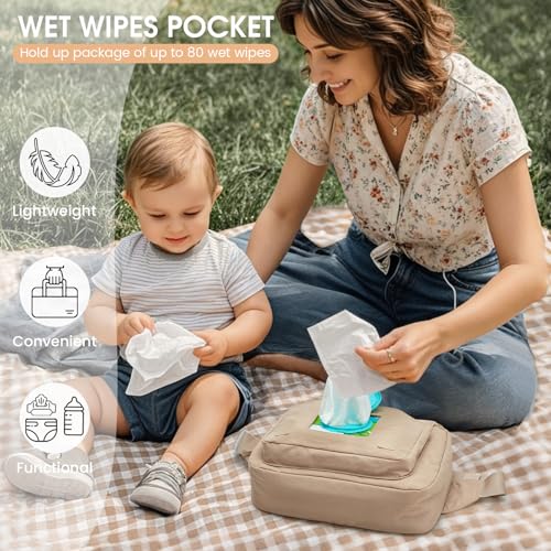 G4Free Small Diaper Bag, Mini Sling Diaper Bag with Portable Changing Pad - color: Khaki