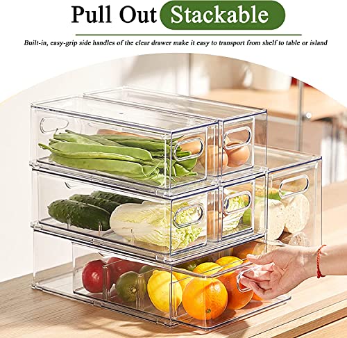 4 Pack Refrigerator Organizer with Pull out Drawer for Refrigerator, Pantry - size: 2 Medium + 2 Extra Large
