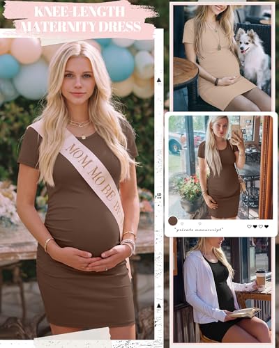 Riyiper 3 Pack Womens Maternity Short Sleeve Dresses - color: Black, Coffee, Khaki, size: Small
