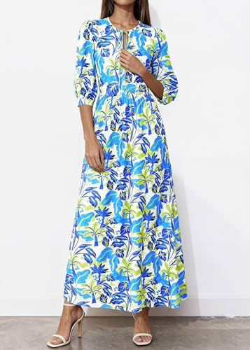 KIRUNDO Maxi Dresses for Women 2026 3/4 Sleeve Summer Dress - color: Blue Green, size: Medium