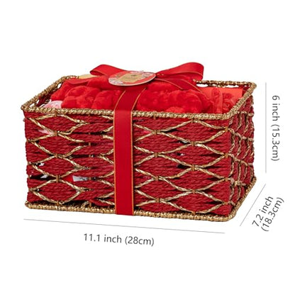 35 Pcs Gift for Women, Red Rose Bath & Body Basket Gift, Spa Gift Basket