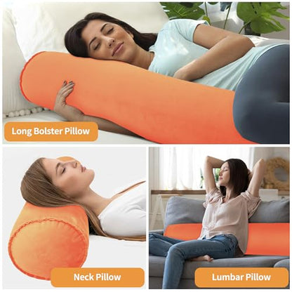 EULANT Inflatable Travel Body Pillow,Inflatable Long Body Pillow for Bed - color: Orange
