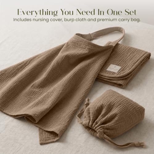 Premium Muslin Nursing Cover for Breastfeeding Privacy & Comfort - color: Beige