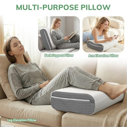 baibu Dual-Layer Leg Elevation Pillow for Legs and Knee Support, Feet Elevation Pillow for Sleeping, Blood Circulation & Swelling Relief, White