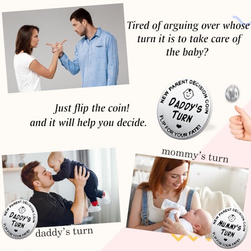 Lovely Double-Sided New Parents Funny Decision Coin with Blessing Card - color: Stylec-silver