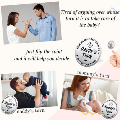 Lovely Double-Sided New Parents Funny Decision Coin with Blessing Card - color: Stylec-silver