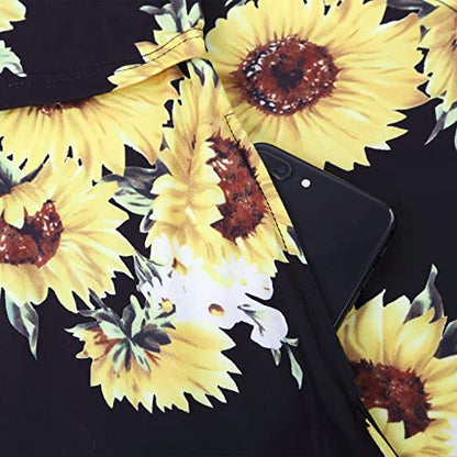 connche Nursing Dress for Breastfeeding Maternity Summer Dress Pockets - color: Sunflower, size: Small