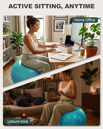 Trideer Yoga Ball for Exercise, Pregnancy, Exercise Ball, Pump Included - color: Turkis, size: L(23-26ines/58-65cm)
