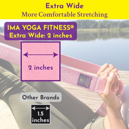 Extra-Wide 2 Inch Cotton Yoga Strap: Stretching, Physical Therapy, Exercise - color: Pink, size: 8 feet