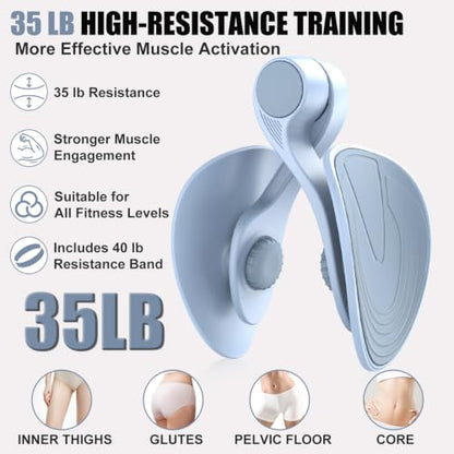 Pelvic Floor Exercise Devices 35lb Resistance Kegel Thigh Trainer with Band - color: Blue