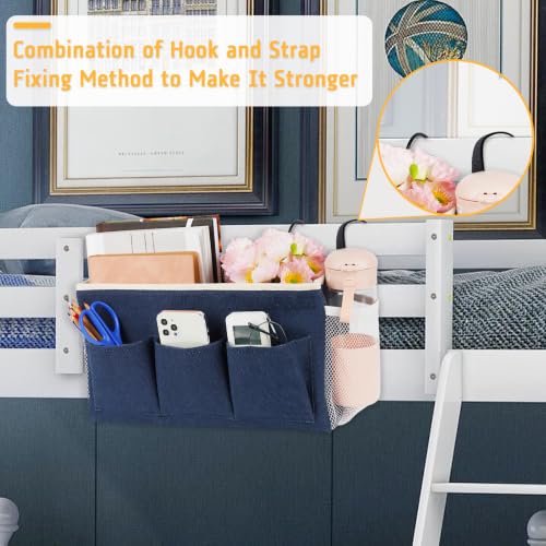 Lilithye Bedside Caddy, Bedside Storage Bag Hanging Organizer for Bunk Bed - color: 1pc Navy Blue