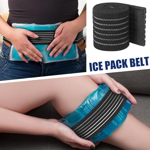 Geiserailie Ice Pack Strap Reusable Adjustable, Black, 2.3 ft X 2 in, 4 Pcs - color: Black, size: 2.3 ft X 2 in