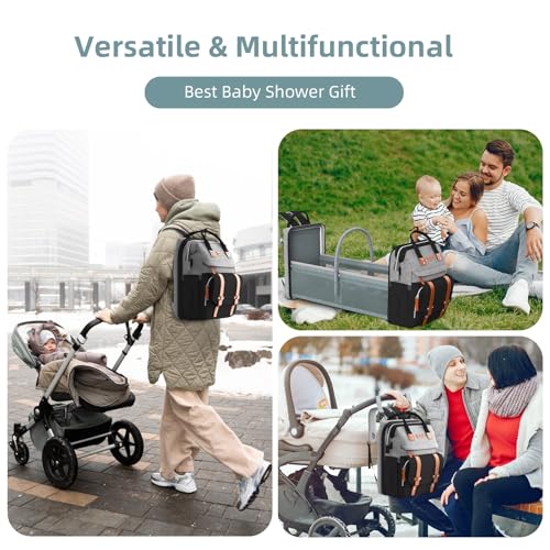ISMGN Diaper Bag Backpack with Changing Station, Baby Diaper Bag，GreyBlack - color: Modern Greyblack