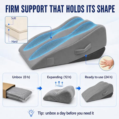 Leg Elevation Pillow for After Surgery, Firm Foam Knee Wedge, Double Leg - color: Medium Gray(double Leg)