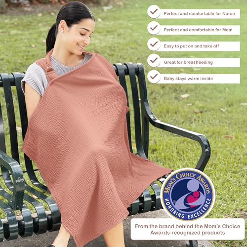 100% Organic Cotton Breastfeeding Nursing Cover 43x28 in Versatile - color: Rust