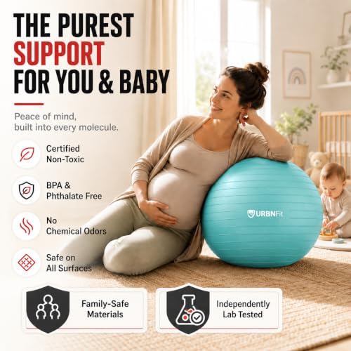 URBNFit Yoga Ball - Anti-Burst Exercise Ball Large - color: Teal, size: 30 Inch