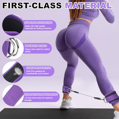 RoundFunny 18Pcs Pilates Ring Set, Women Exercise Accessories - color: Purple