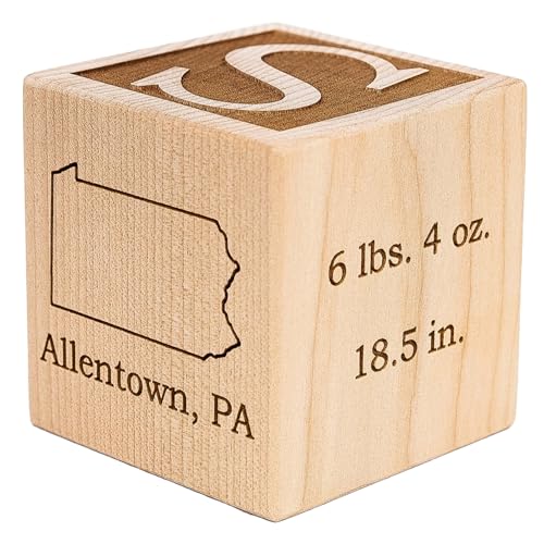 Personalized Baby Birth Block, Custom Newborn Keepsake Gift, Made in USA - color: Natural, size: 2"