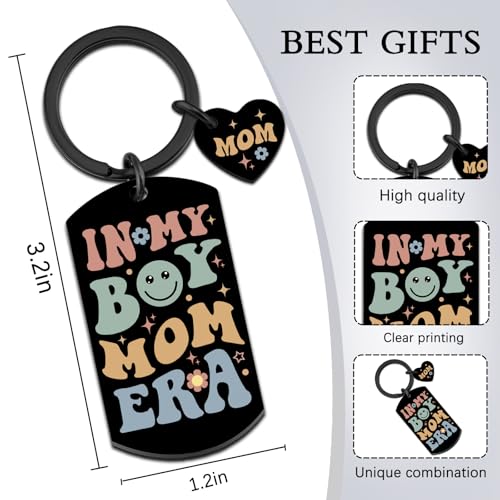 Boy Mom Gifts for New Moms Keychain In My Boy Mom Era