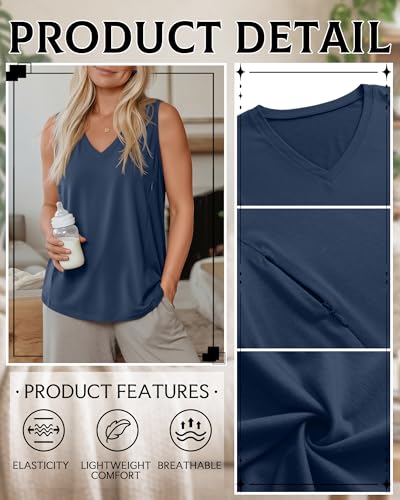 4 Pack Womens Nursing Tank Tops - color: Black, Apple Green, Baby Pink, Dusty Blue, size: Medium