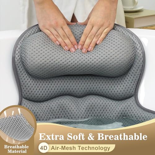 Bathtub Pillow, Luxury Bath Pillow for Tub Head Neck and Back Support, Gray - color: Gray