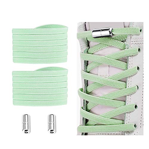 No Tie Shoelaces, Elastic Shoelaces for Adults/Kids，Elastic No Tie Shoe Laces - color: Light Green